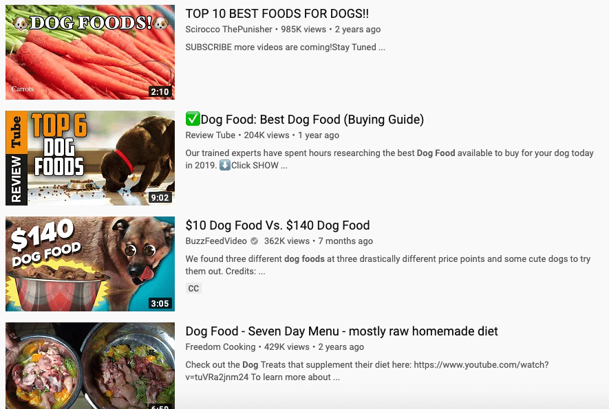 youtube dog food
